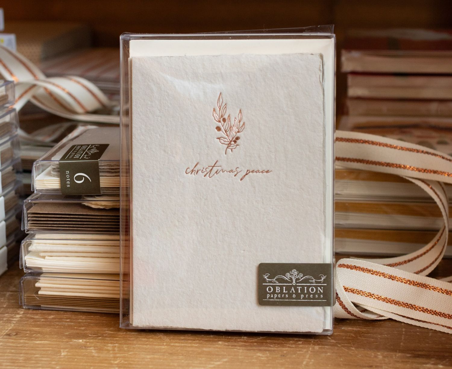 Olive Branch Christmas Prairie Rose Letterpress Card