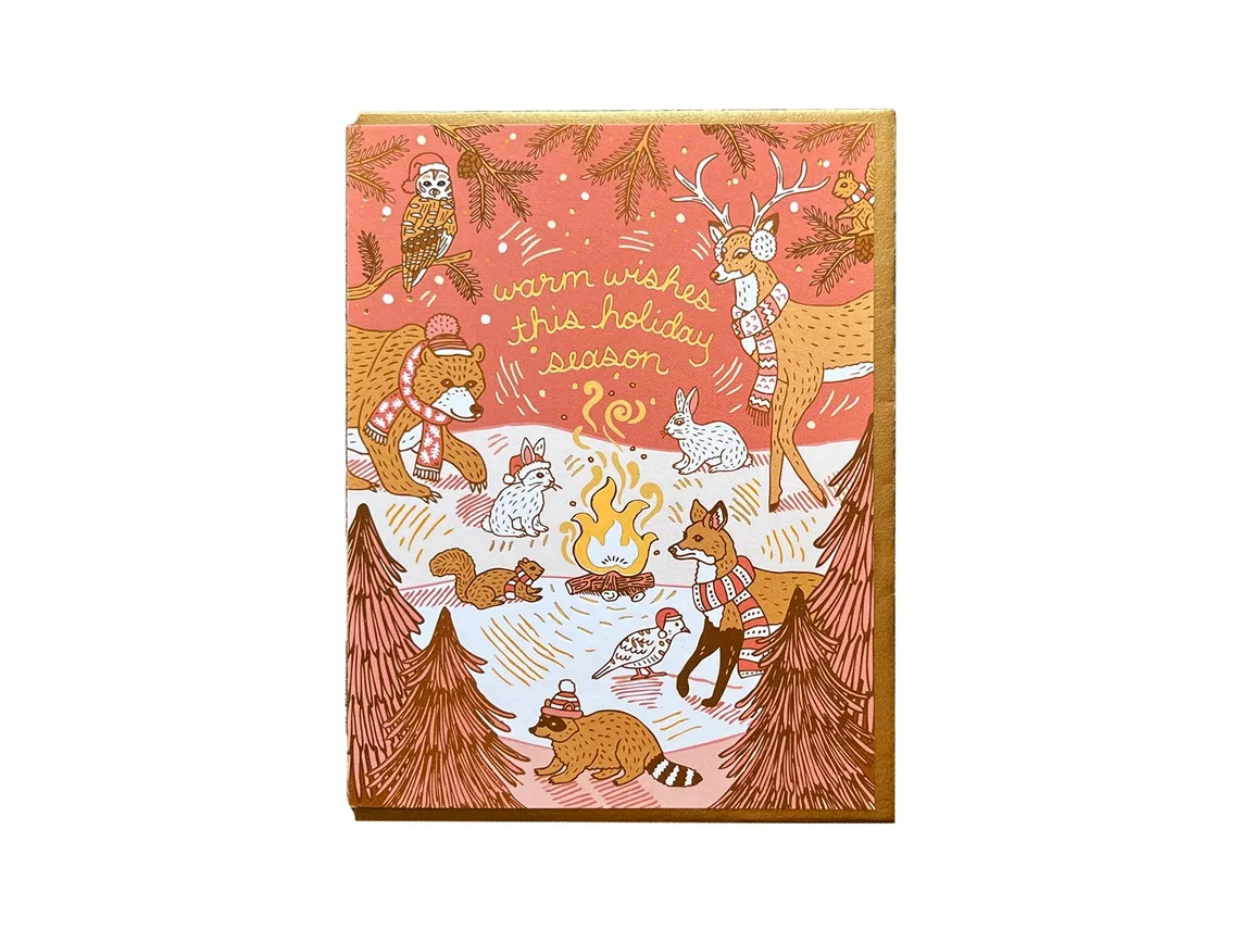 Woodland Holiday Foil Letterpress Card