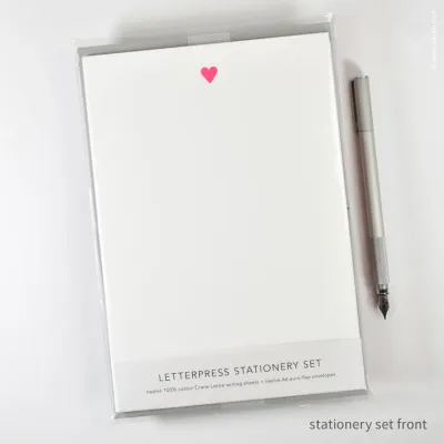 Stationery Set with Neon Pink Heart