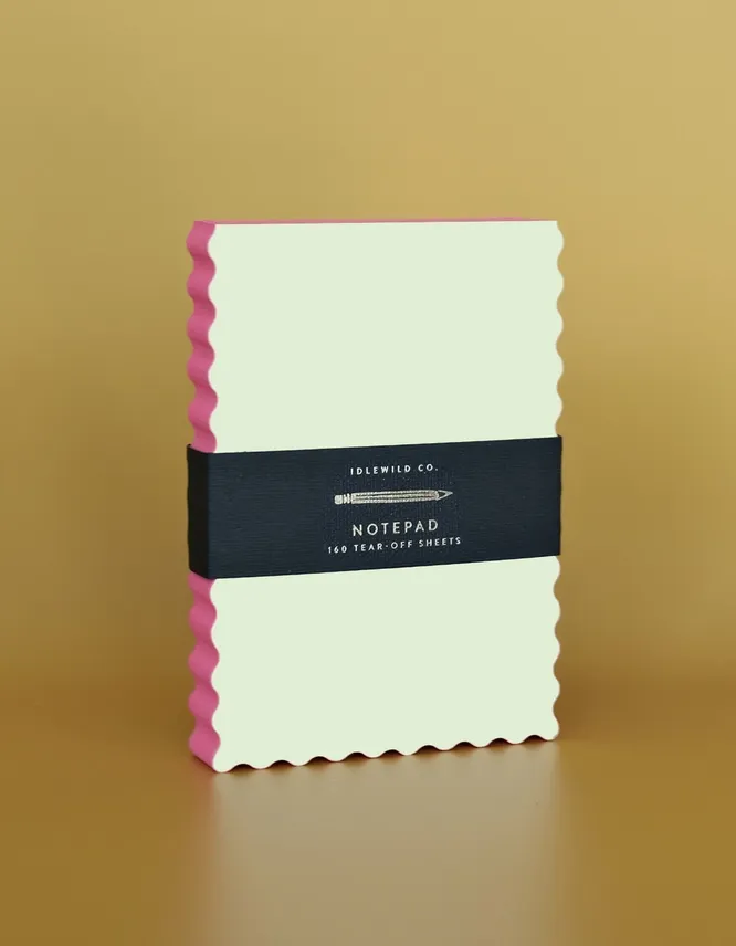 Mini Wave Shaped Notepad - Citron + Hot Coral Edge