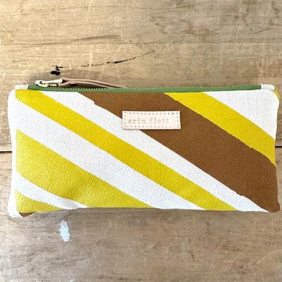 Yellow Vintage Stripe Pencil Pouch