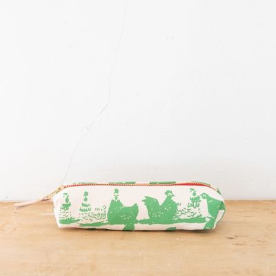 Sea Foam Hen House Pencil Bag - Round