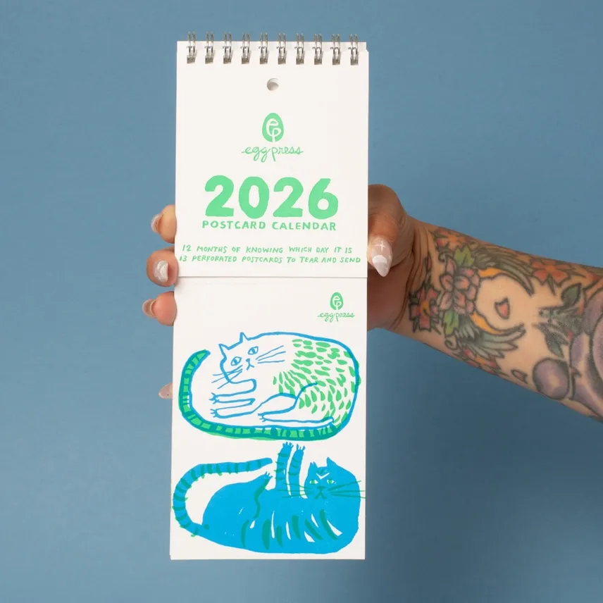 2026 Letterpress Postcard Wall Calendar