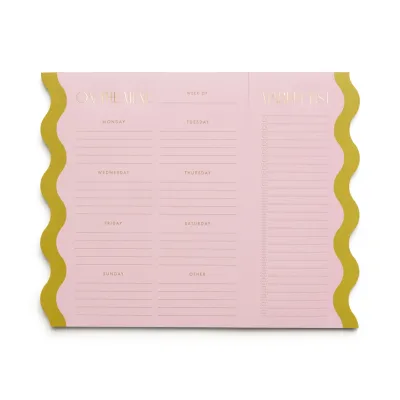 Meal Planner Notepad with Magnets - Pink + Chartre