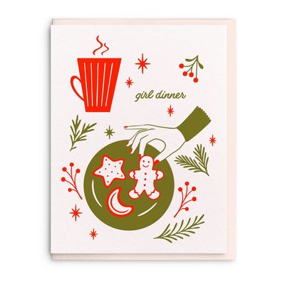 Girl Dinner Holiday Letterpress Card