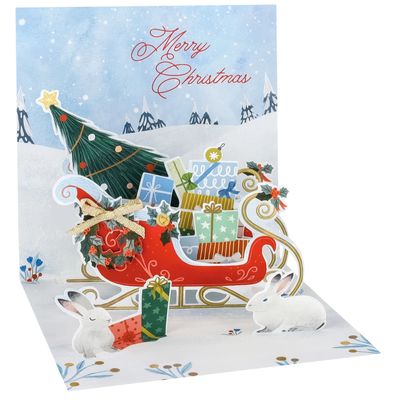 Santa&#39;s Sleigh with Gifts Christmas Pop-Up Card