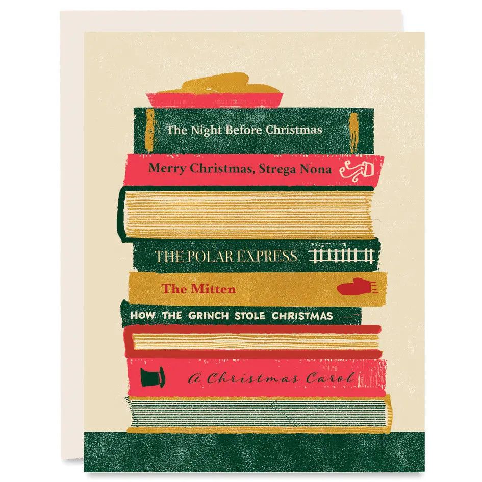 Stack of Christmas Books Cards (box of 6)