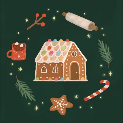 Festive Holiday Mouse with Gingerbread House Pop-Up Card