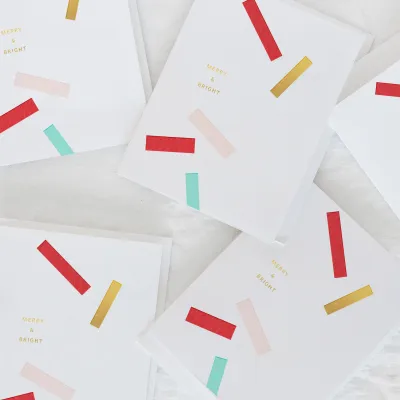 Merry & Bright Confetti Letterpress Card