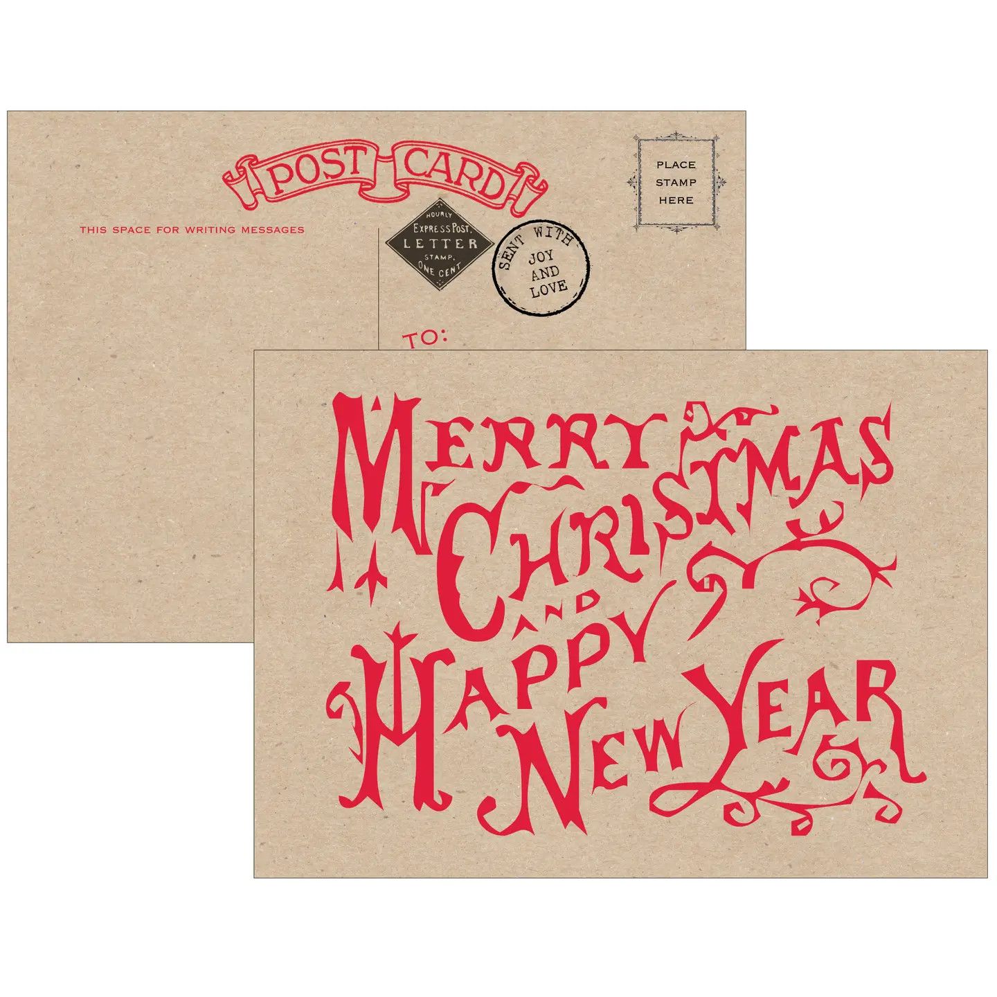 Vintage Style Christmas Postcards (box of 10)