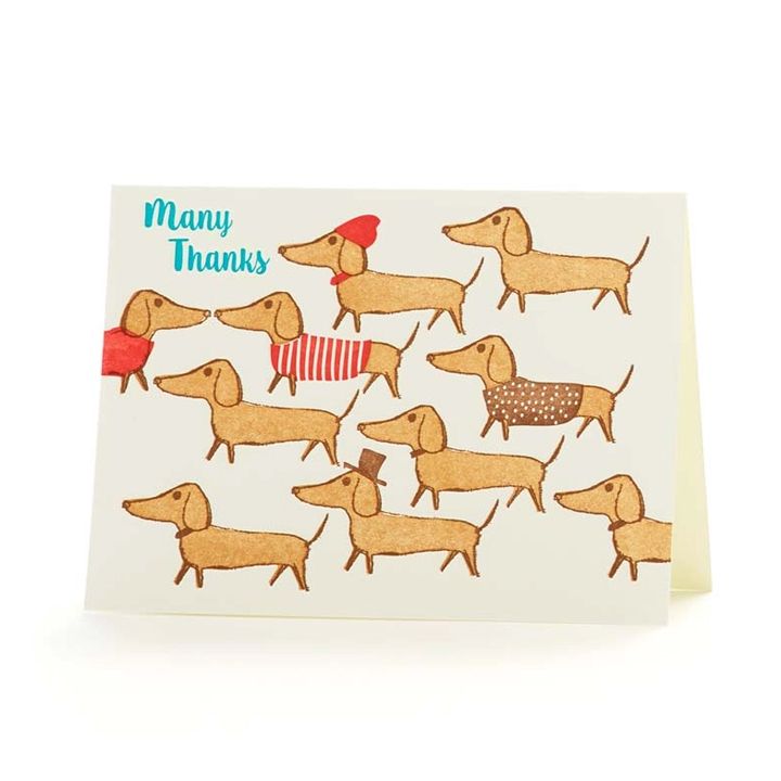 Dachshunds Many Thanks Letterpress Card