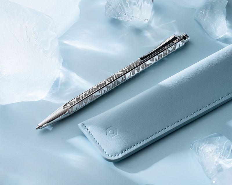 Caran d'Ache - Alpine Frost Ecridor Ballpoint Pen &amp; Leather Pouch Gift Set