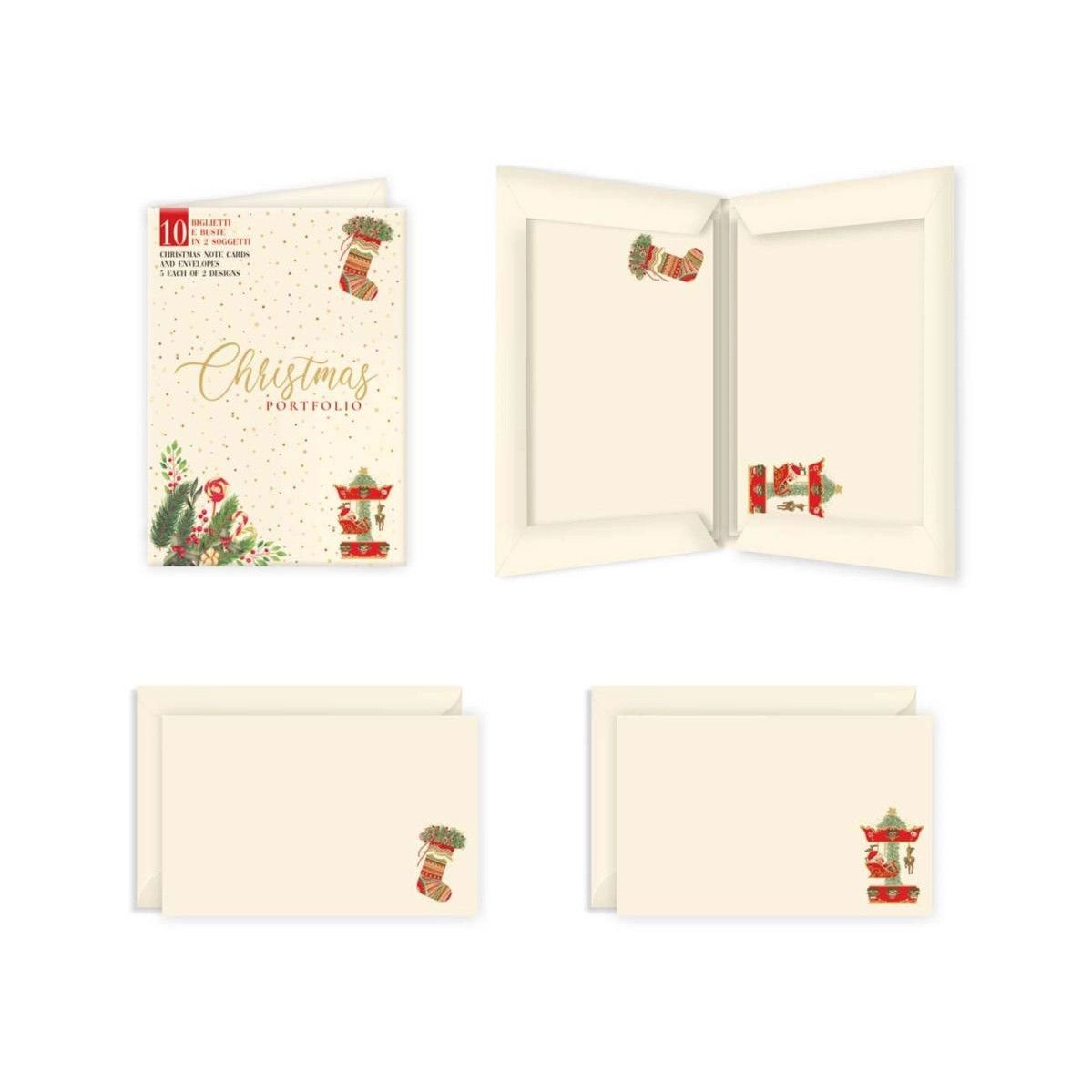 Christmas Stocking &amp; Carousel Assorted Cards (set of 10)