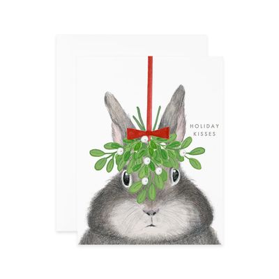 Bunny Under Mistletoe Card
