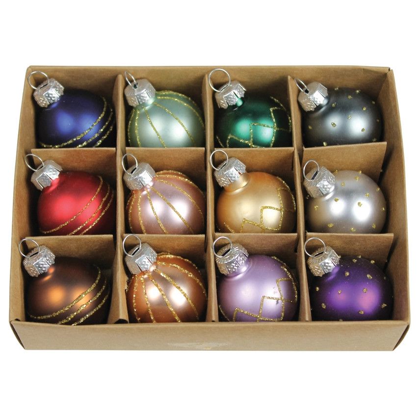 Tiny Glass Ornaments - Box of 12