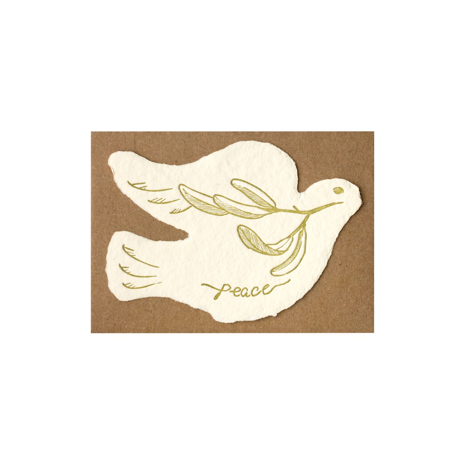 Peace Dove Cream Letterpress Flat Note Card