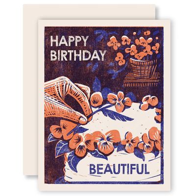 Happy Birthday Beautiful Letterpress Card