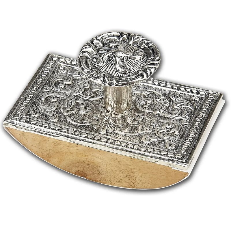 Metal &amp; Wood Ink Blotter - Silver