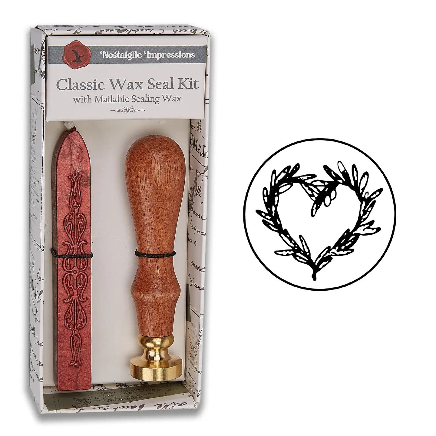 Wood Handle Wax Seal Kit - Branch Heart