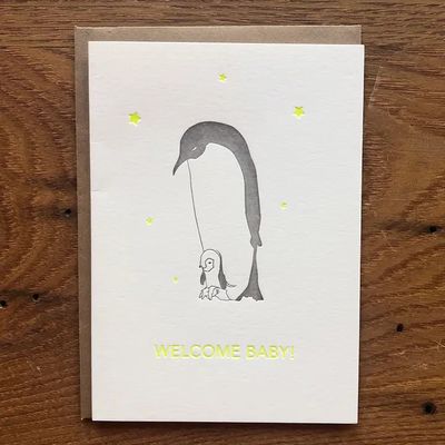 Welcome Baby Penguin Card