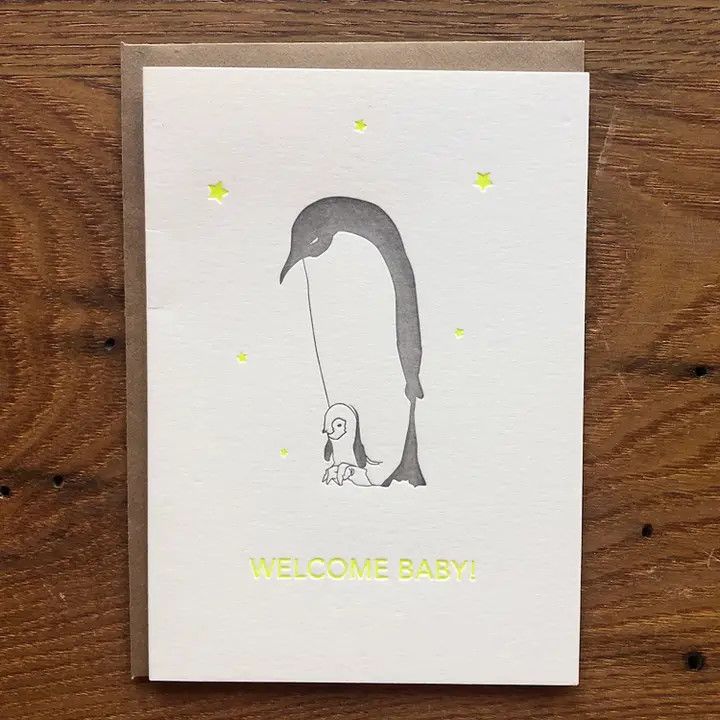 Welcome Baby Penguin Card