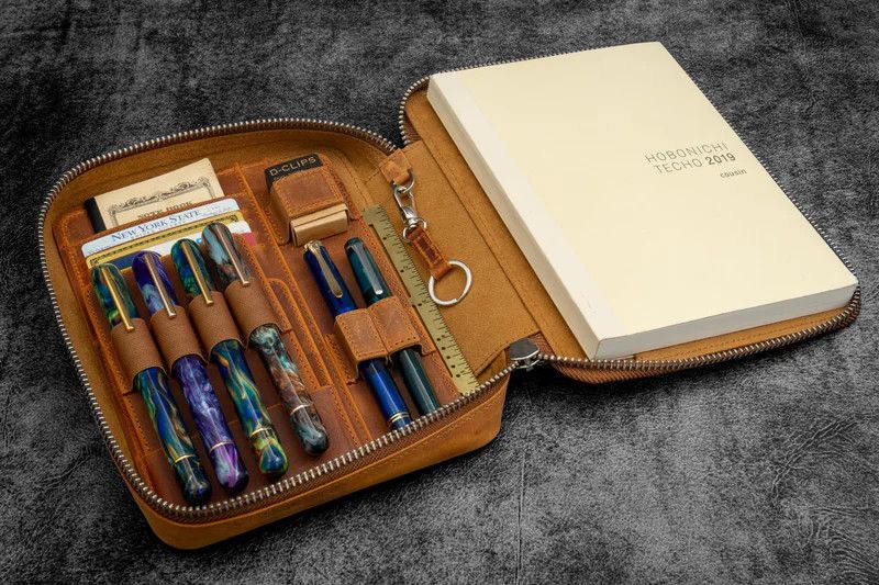 Expansi-Folio Leather Wide A5 Zip Folio - Crazy Horse Brown