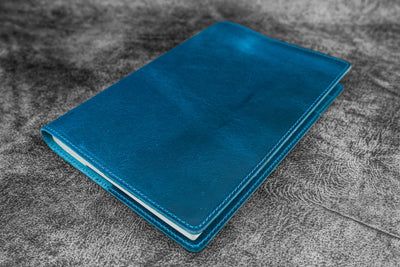 Leather Slim A5 Notebook &amp; Planner Cover - Crazy Horse Ocean Blue