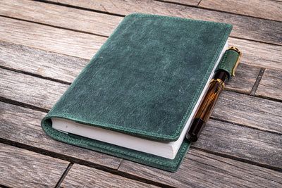 Leather Slim A6 Notebook &amp; Planner Cover - Crazy Horse Forest Green