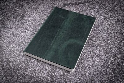 Leather Notebook - Tomoe River Paper - A6 - Crazy Horse Forest Green