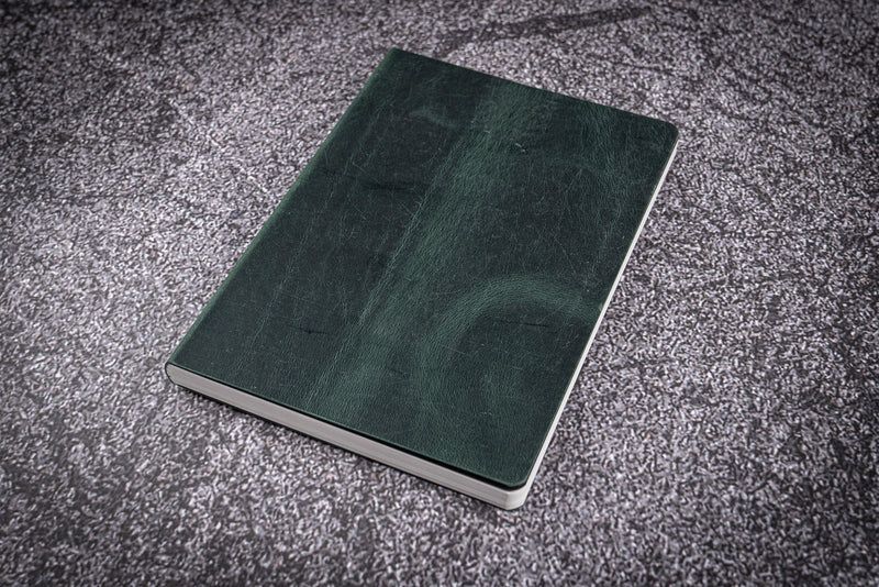 Leather Notebook - Tomoe River Paper - A5 - Crazy Horse Forest Green