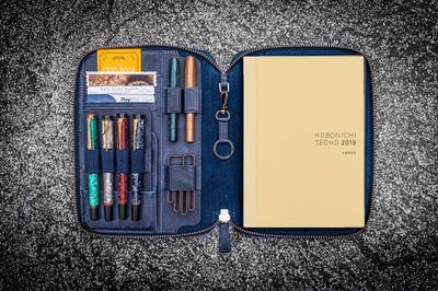 Leather Zippered A5 Notebook Folio - Crazy Horse Navy Blue