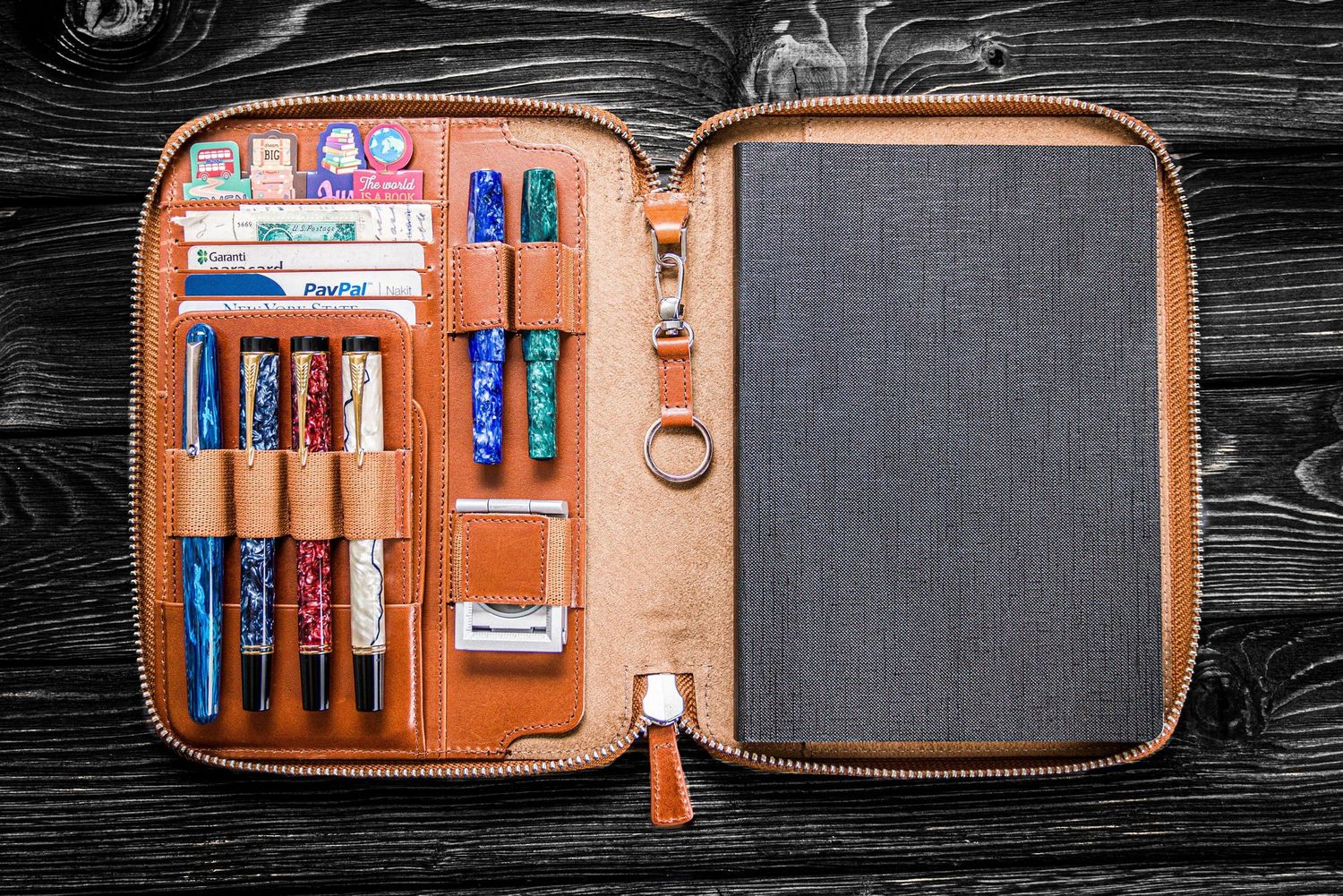 Leather Zippered A5 Notebook Folio - Brown