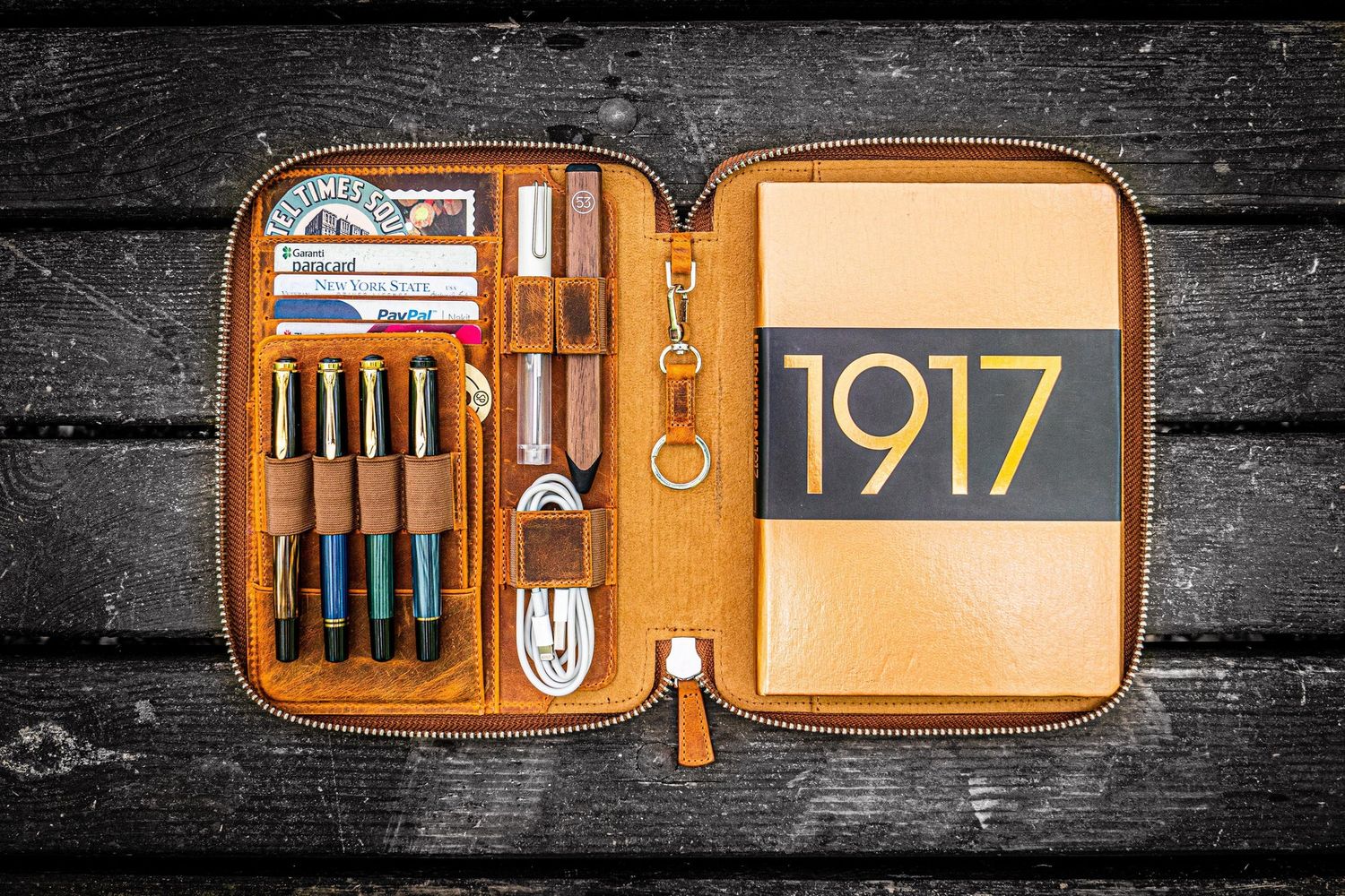 Leather Zippered A5 Notebook Folio - Crazy Horse Brown