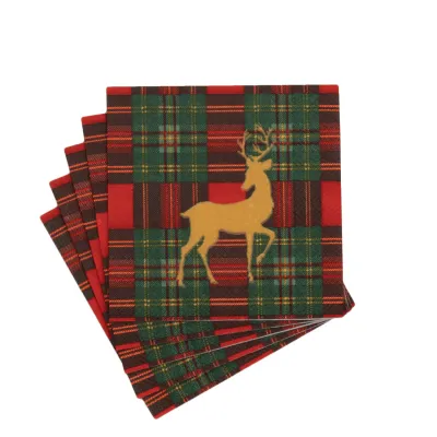 Reindeer Tartan Cocktail Napkins