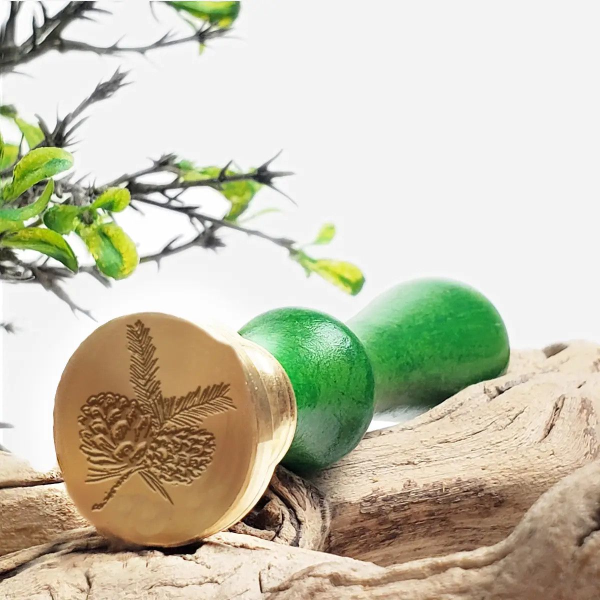 Rosewood Handle Christmas Wax Seal Stamper - Pine Cones