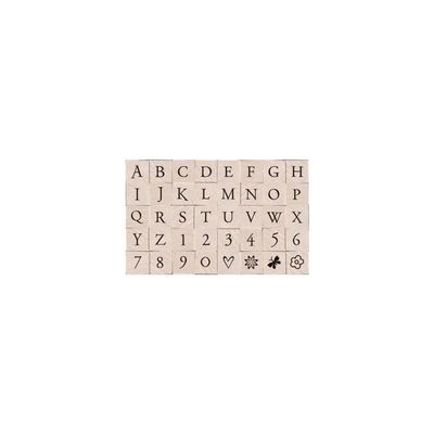 Printer&#39;s Type Uppercase Alphabet Woodblock Stamp Set