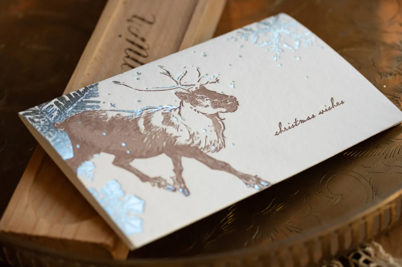 Menagerie Christmas Wishes Handmade Paper Letterpress Card