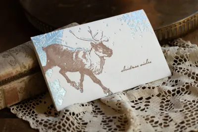 Menagerie Christmas Wishes Handmade Paper Letterpress Card