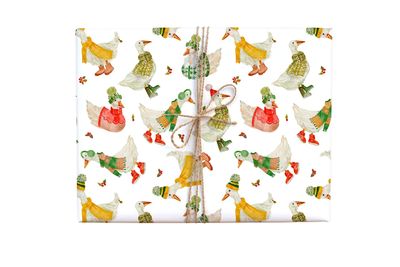 Holiday Geese Gift Wrap - Single Sheet