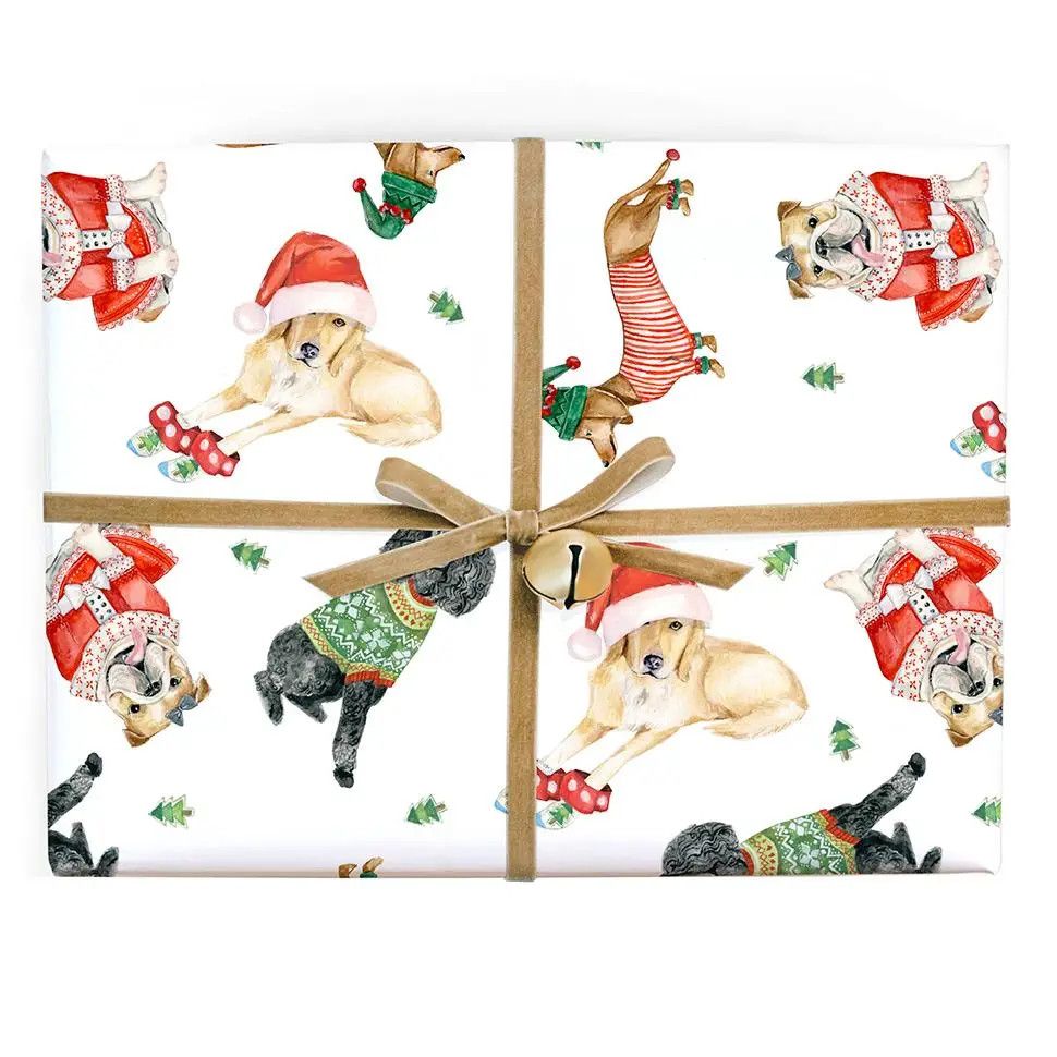 Christmas Holiday Dogs Gift Wrap Roll - 3 sheets