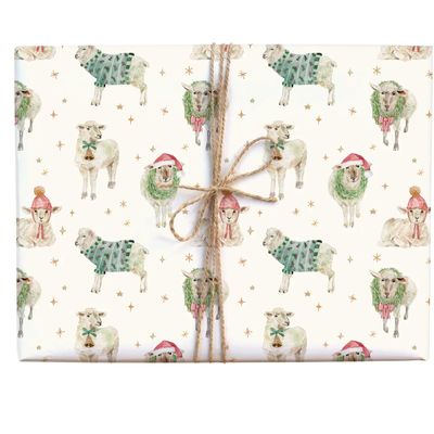 Holiday Sheep Gift Wrap Roll - 3 sheets