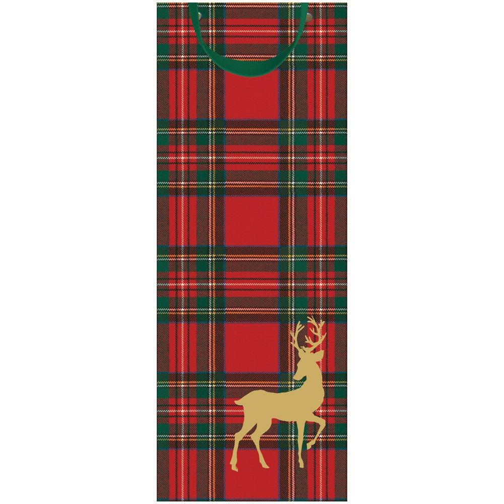 Royal Plaid Reindeer Bottle Bag