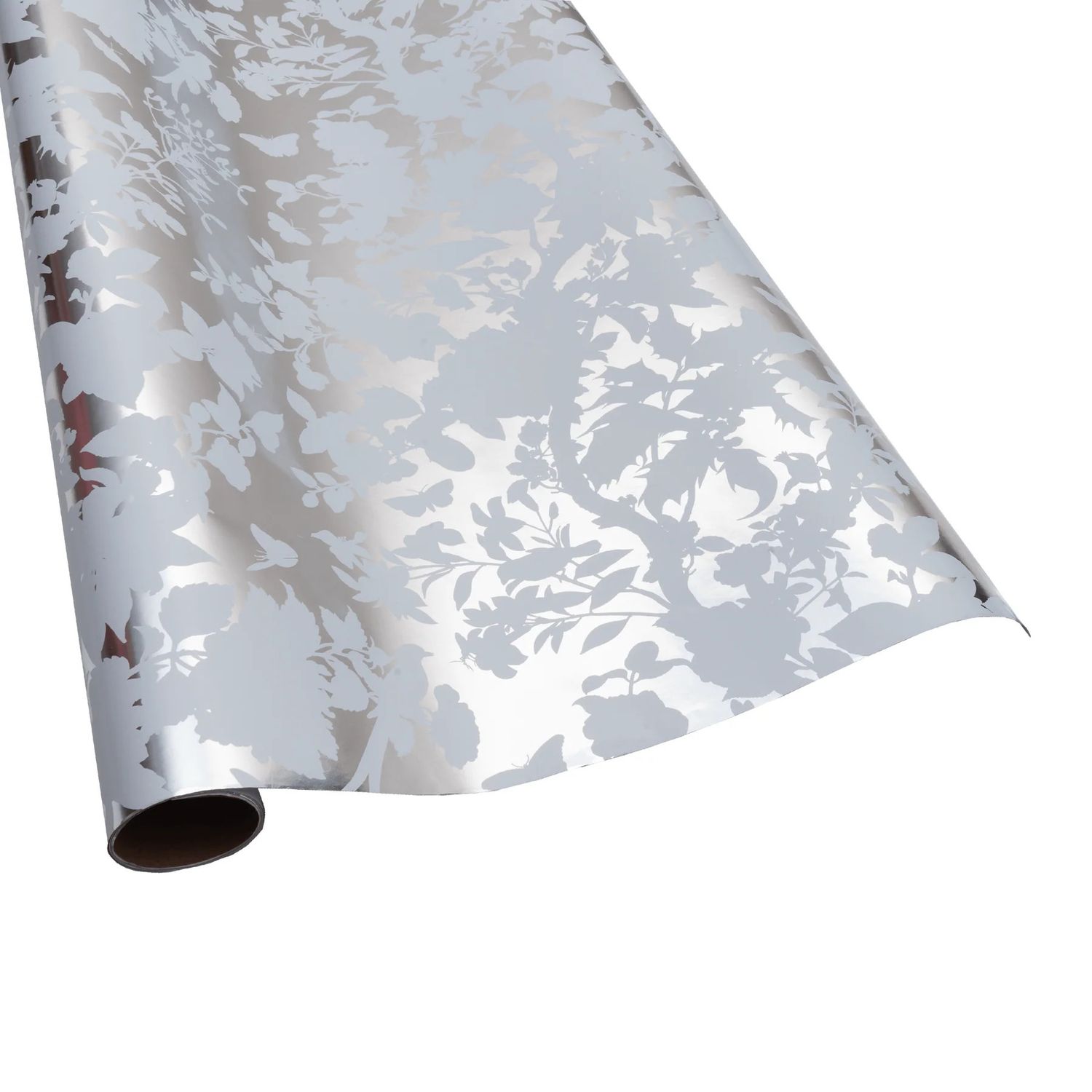 Christmas Chinoiserie Silver &amp; White Foil Wrapping Paper Roll