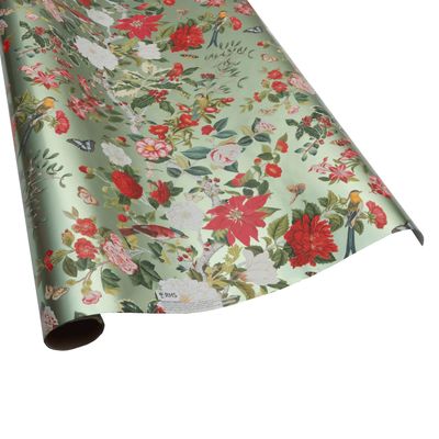 Christmas Chinoiserie Celadon Foil Wrapping Paper Roll