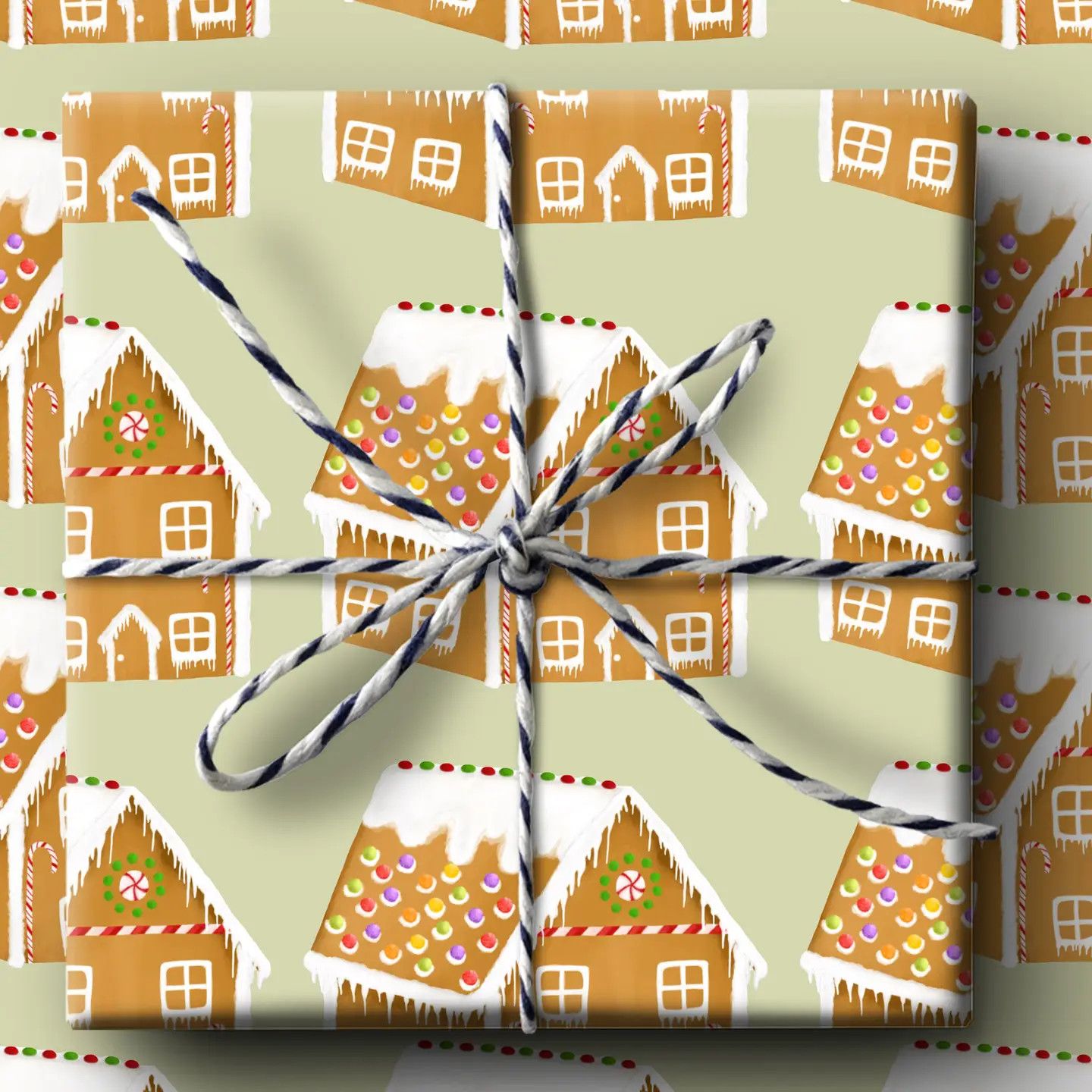 Gingerbread House Wrapping Paper - 3 sheets