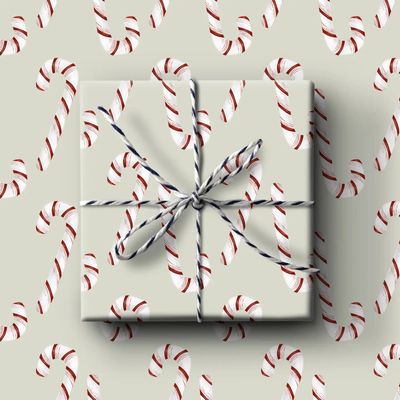 Green Candy Cane Wrapping Paper - 3 sheets