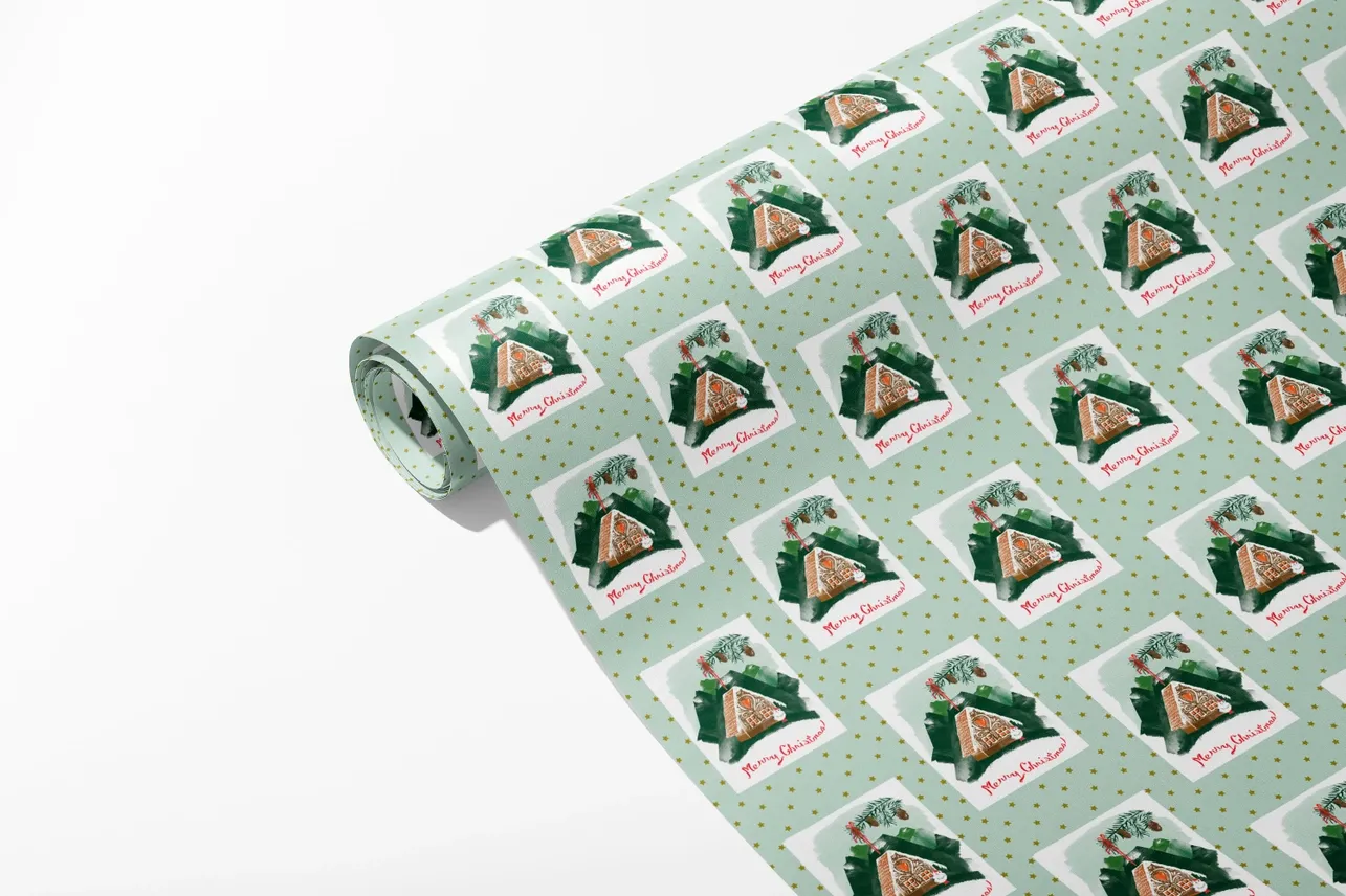 Gingerbread Birdhouse Wrapping Paper - 1 Sheet