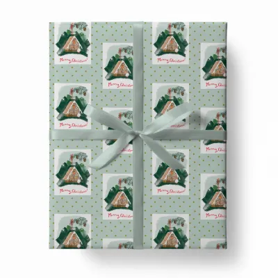 Gingerbread Birdhouse Wrapping Paper - Single Sheet