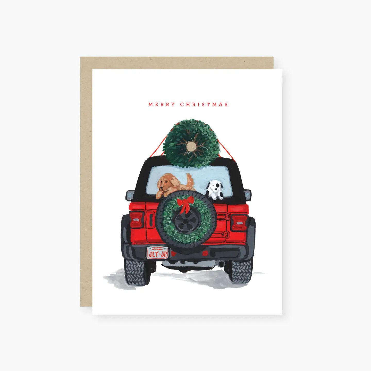 Dogs Jolly Jeep Christmas Card
