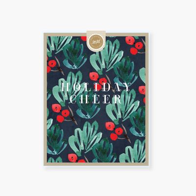 Watercolor Holly Holiday Cheer Card